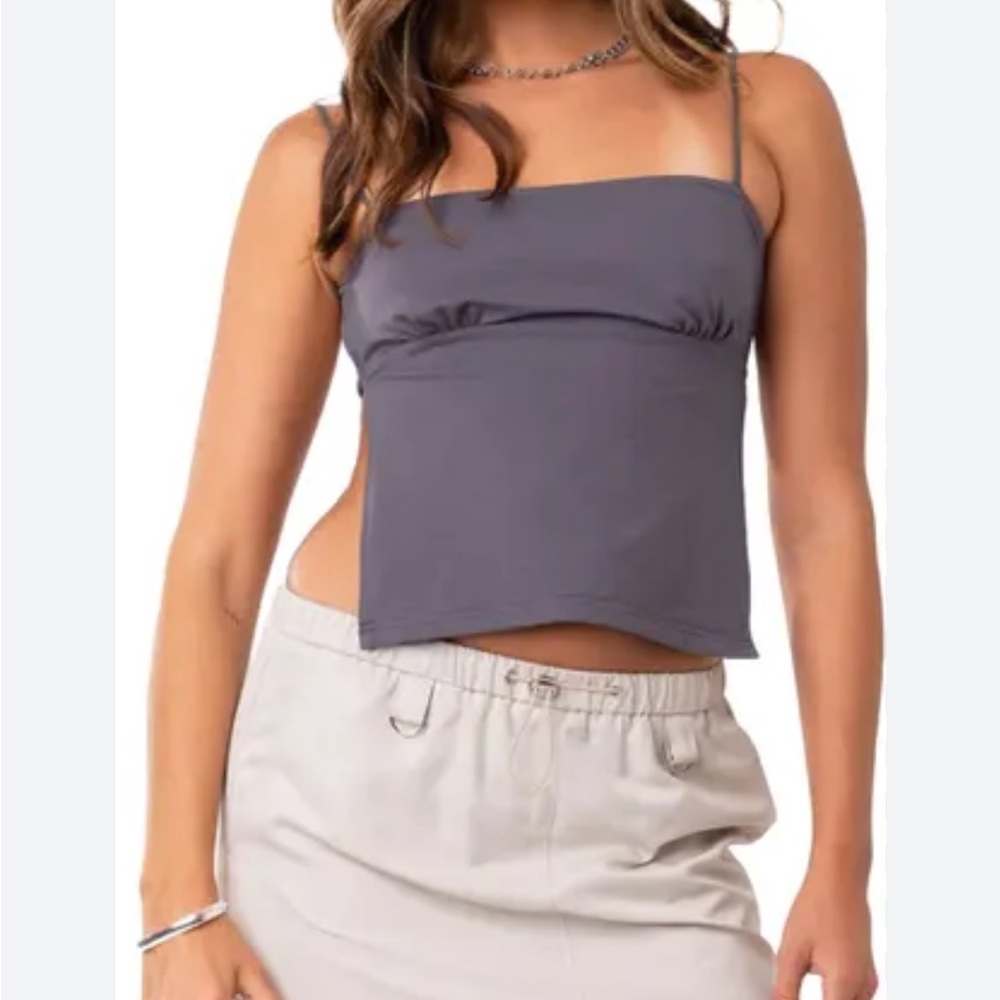 Edikted gray tie back top